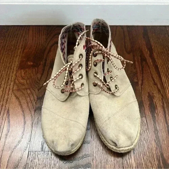 Tom's Alarco Suede Leather Desert Bootie Shoes Aztec Sneakers Women Sz 8 Lace Up - Picture 8 of 15